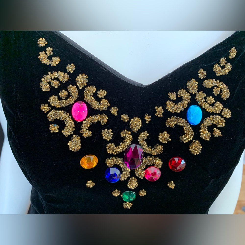 Zum Zum Vintage Black Velvet mini dress. Size:Small - Picture 3 of 8